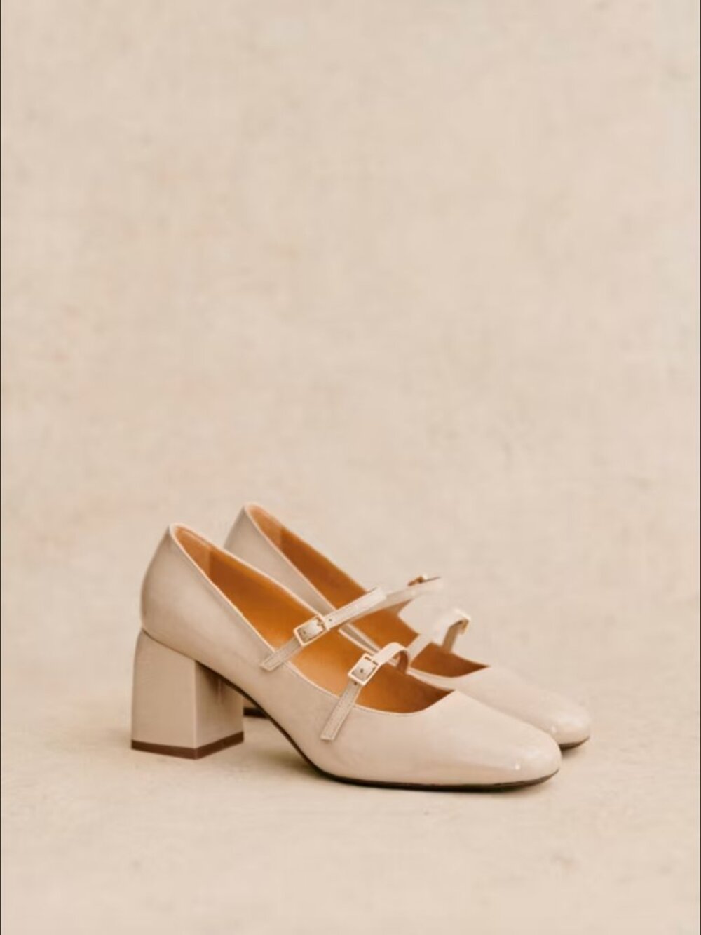 Sézane Soline Mary Janes in Light Beige Varnish Size 38/US 7 - Picture 3 of 10
